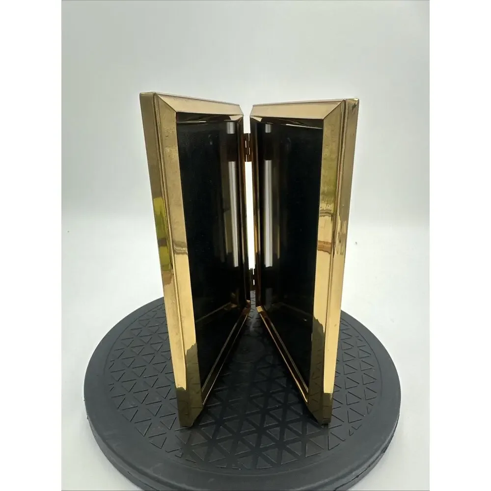 Vintage Brass Bifold Picture Frame 5x7 Hinged Self Standing Frame